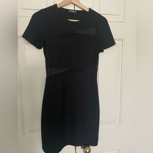 Express Black Cocktail Dress with Mesh Cut Outs